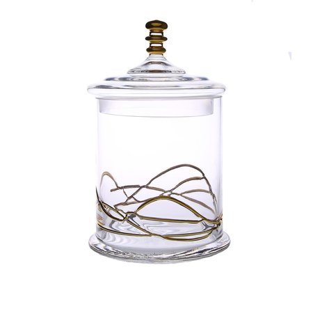 CLASSIC TOUCH DECOR Classic Touch CSJG390 5.5 x 8.75 in. Glass Jar & Lid with 14k Gold Swirl Design CSJG390